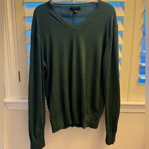 Banana Republic Forest Green V-Neck Sweater Luxury blend Silk Cotton Cashmere XL